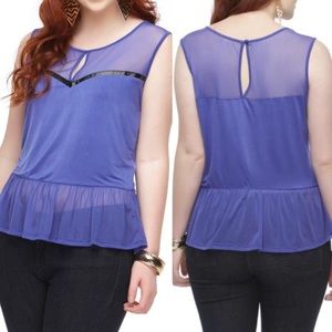 Bongo Juniors Sleeveless Peplum Mesh Top